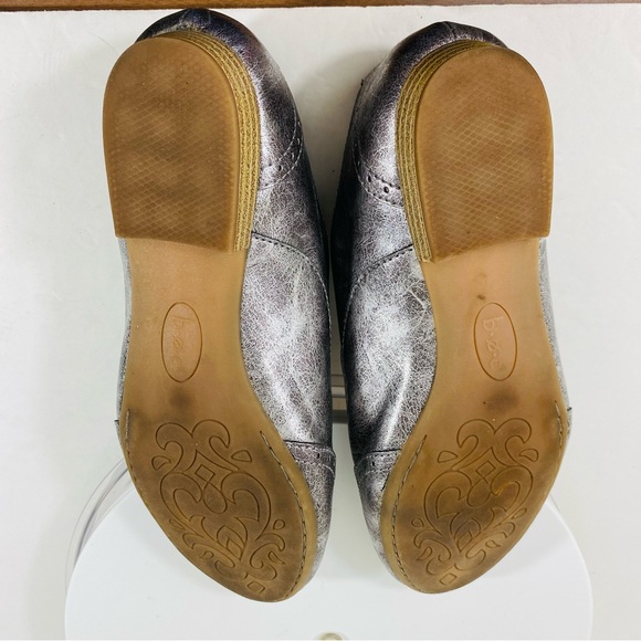 BOC Born Metallic Pewter Oxfords Womens Shoes Wingtip 8.5 Lace Up Silver Preppy - Picture 9 of 9